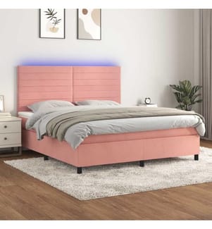 Sommier tapissier avec matelas et LED Rose 180x200 cm Velours