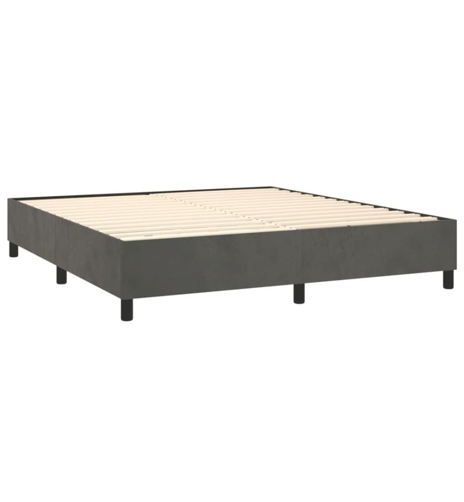 Lit à sommier tapissier et matelas Gris foncé 160x200cm Velours