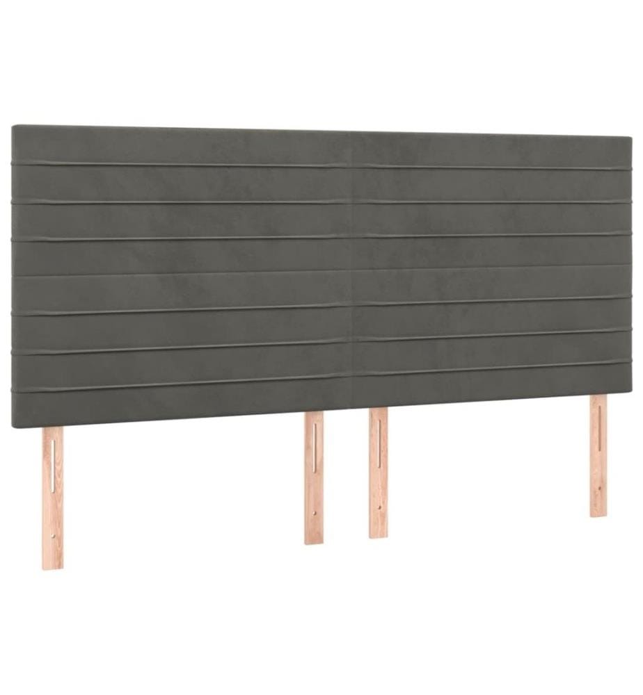 Lit à sommier tapissier et matelas Gris foncé 160x200cm Velours