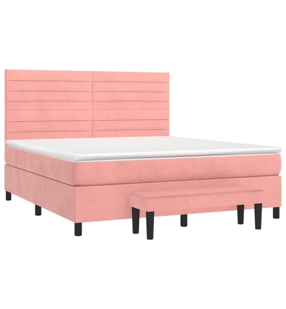 Lit à sommier tapissier avec matelas Rose 160x200 cm Velours