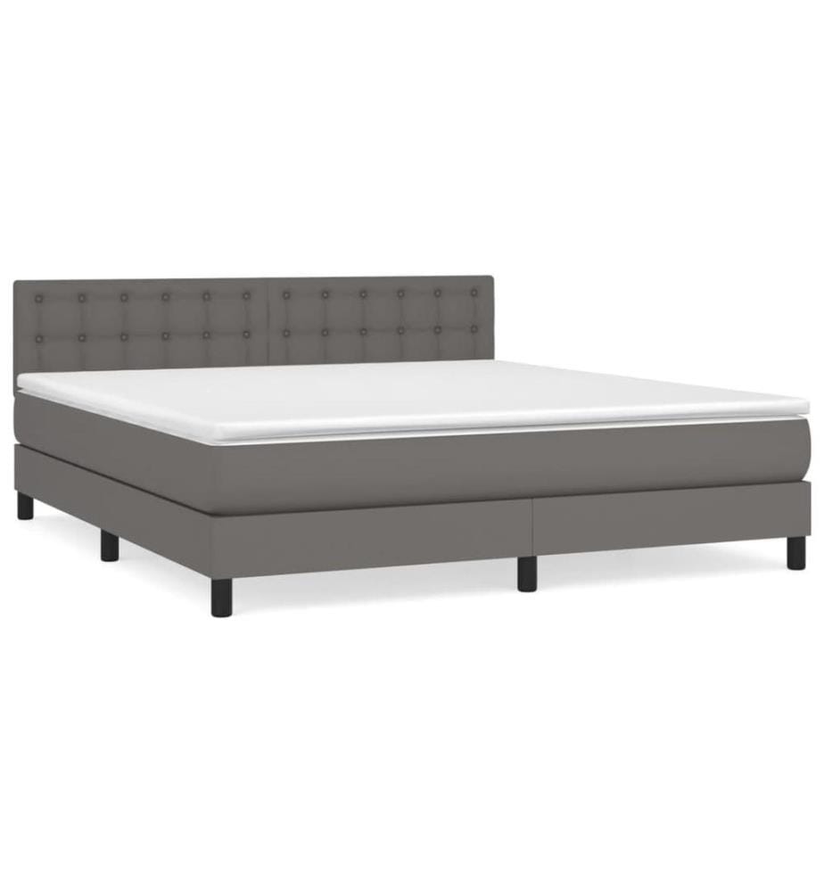 Boxspringbett mit Matratze Grau 160x200 cm Kunstleder