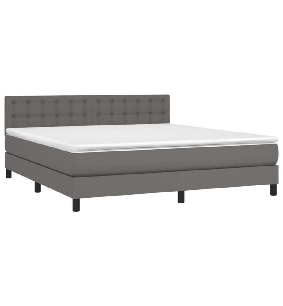 Boxspringbett mit Matratze Grau 160x200 cm Kunstleder