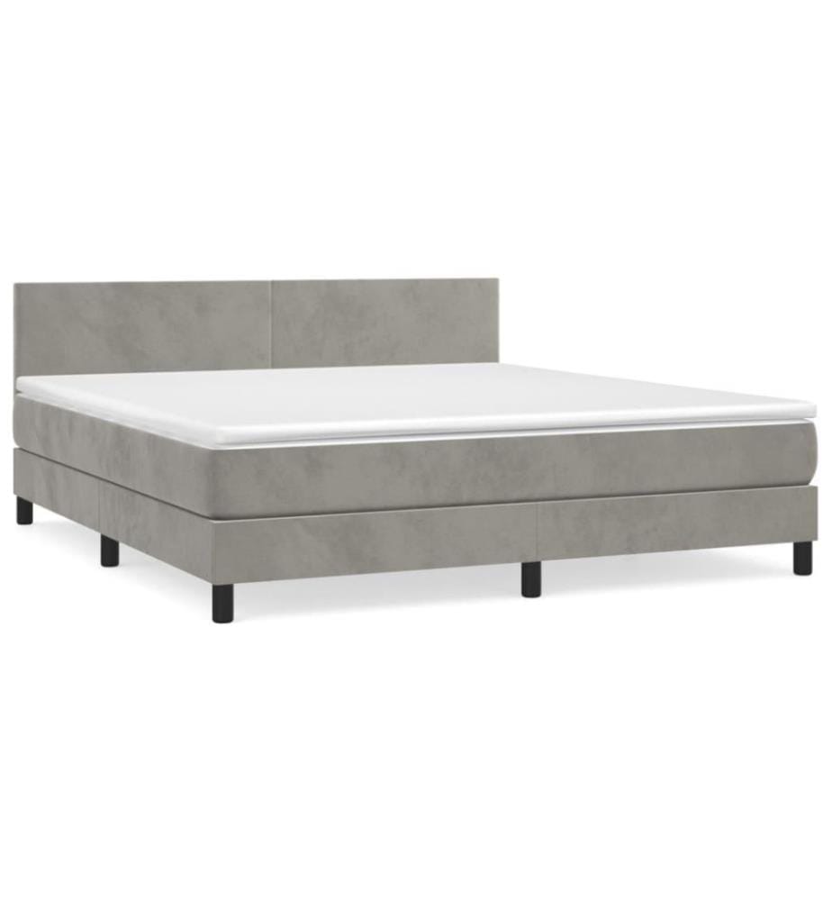Boxspringbett mit Matratze Hellgrau 160x200 cm Samt
