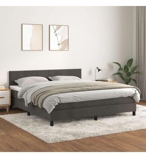 Lit à sommier tapissier et matelas Gris foncé 160x200cm Velours