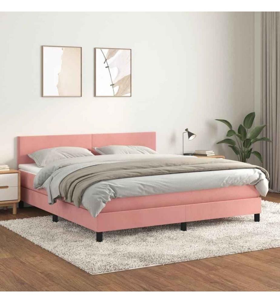 Boxspringbett mit Matratze Rosa 160x200 cm Samt