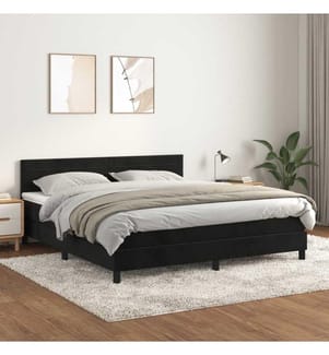 Boxspringbett mit Matratze Schwarz 180x200 cm Samt