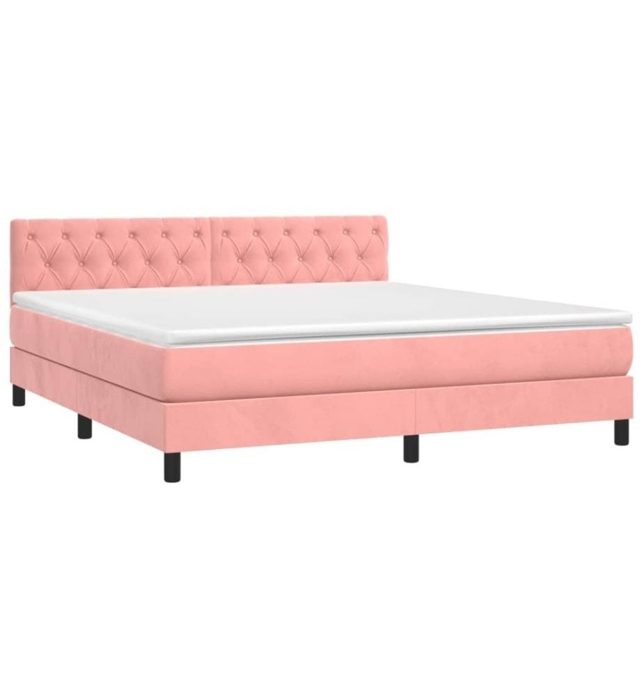 Boxspringbett mit Matratze Rosa 160x200 cm Samt