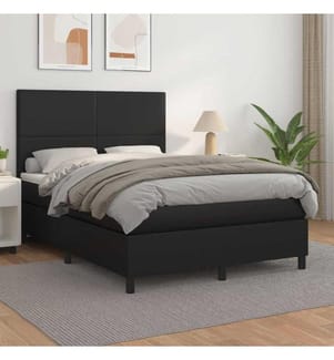 Boxspringbett mit Matratze Schwarz 140x200 cm Kunstleder