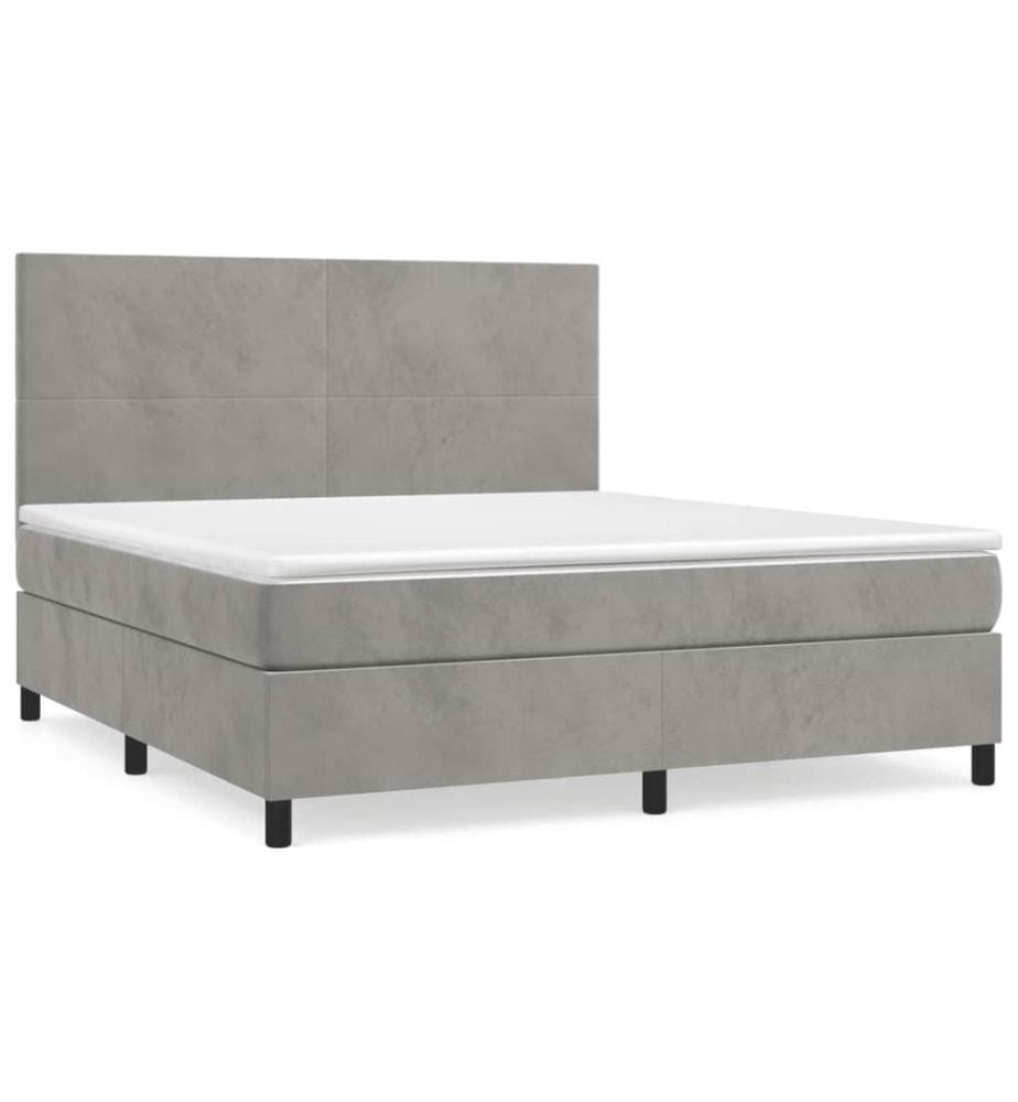 Boxspringbett mit Matratze Hellgrau 160x200 cm Samt