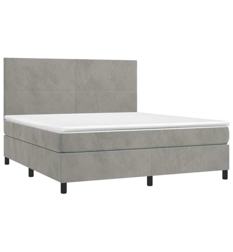 Boxspringbett mit Matratze Hellgrau 160x200 cm Samt