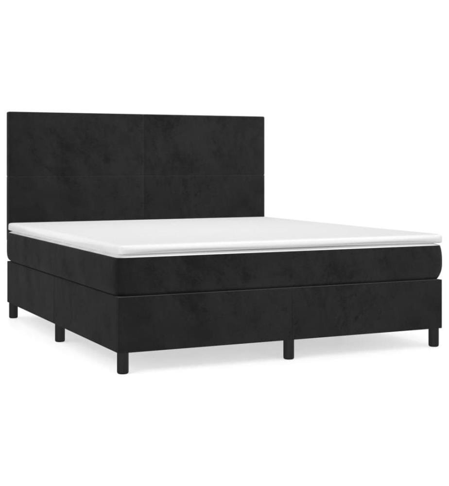 Boxspringbett mit Matratze Schwarz 160x200 cm Samt
