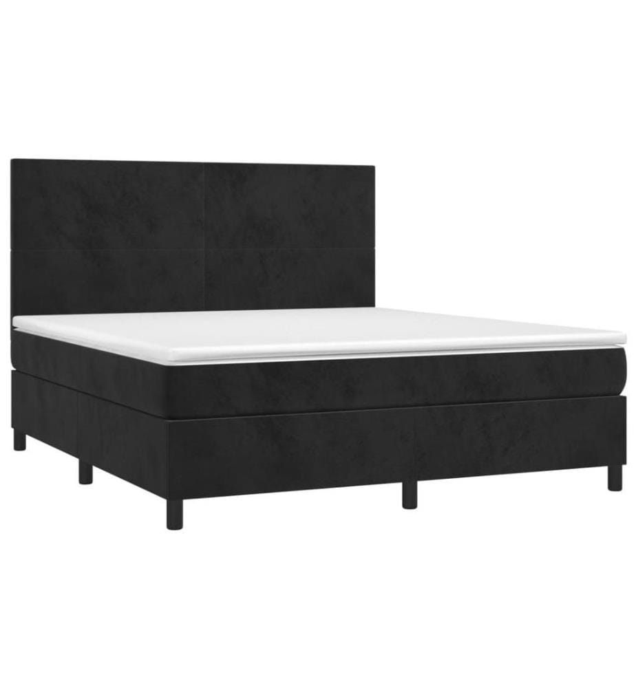 Boxspringbett mit Matratze Schwarz 160x200 cm Samt