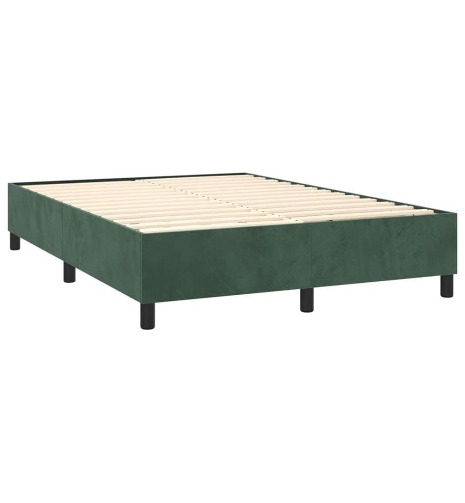 Lit à sommier tapissier et matelas Vert foncé 140x200cm Velours