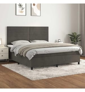 Boxspringbett mit Matratze Dunkelgrau 180x200 cm Samt