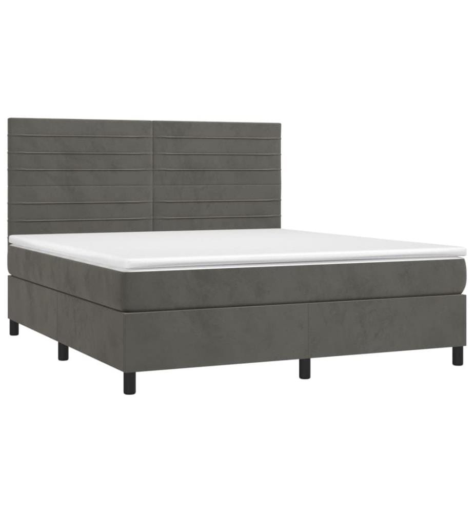 Boxspringbett mit Matratze Dunkelgrau 180x200 cm Samt
