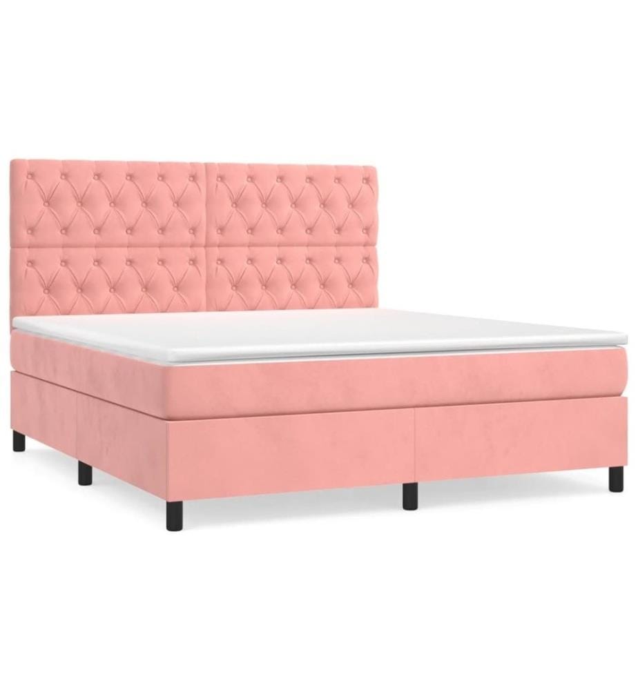 Boxspringbett mit Matratze Rosa 160x200 cm Samt