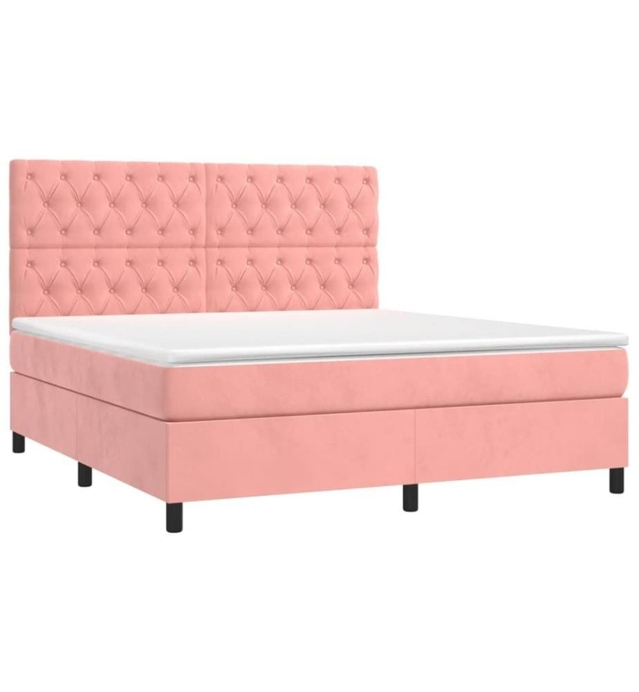 Boxspringbett mit Matratze Rosa 160x200 cm Samt
