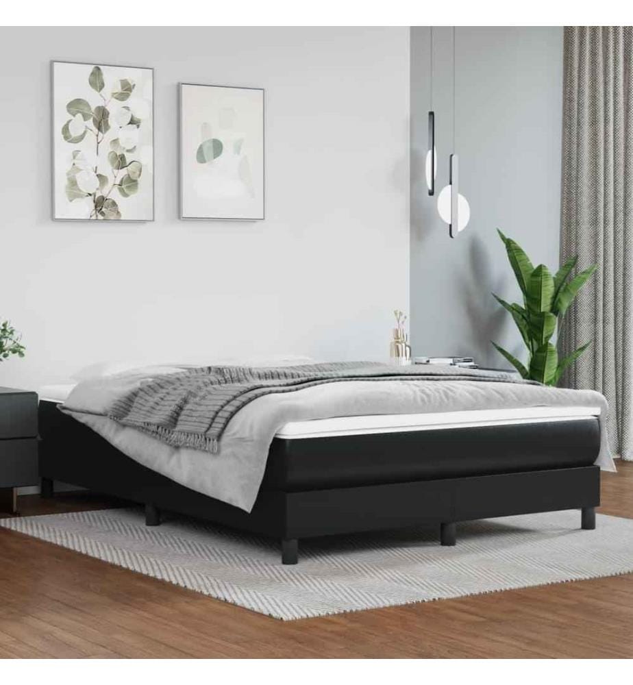 Boxspringbett mit Matratze Schwarz 140x200 cm Kunstleder