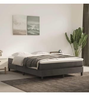 Lit à sommier tapissier et matelas Gris foncé 140x200cm Velours