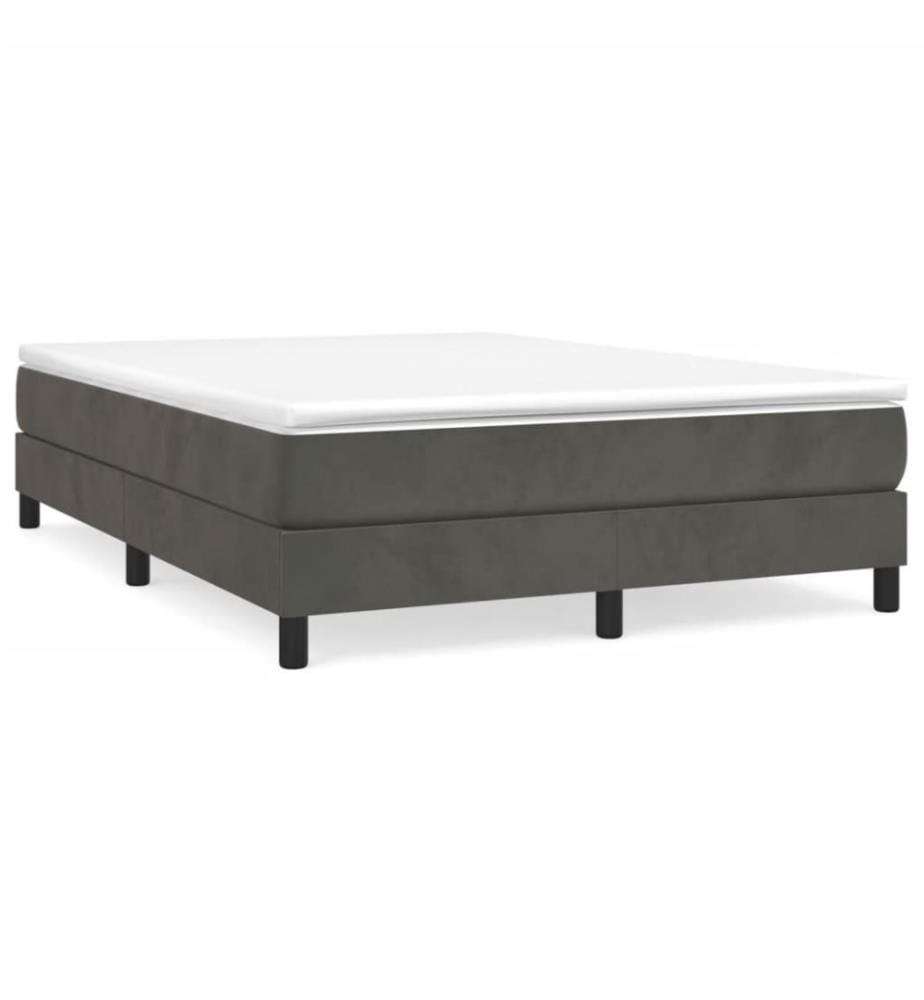 Boxspringbett mit Matratze Dunkelgrau 140x200 cm Samt