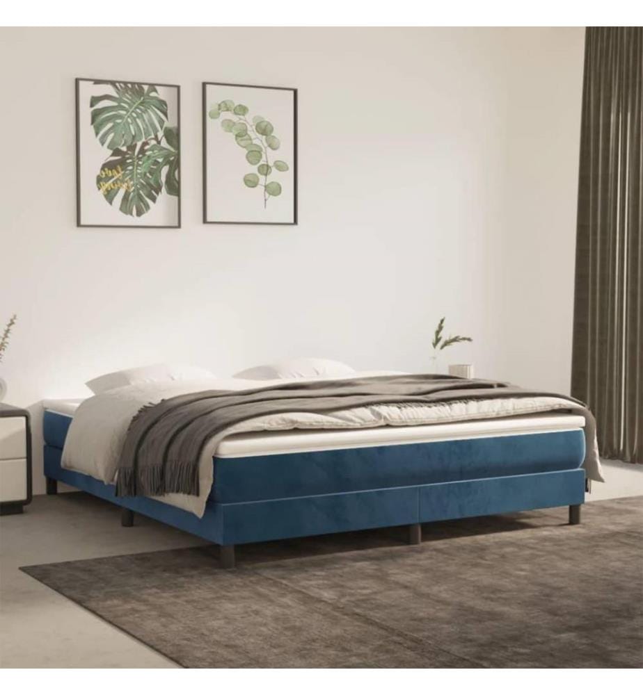 Boxspringbett mit Matratze Dunkelblau 160x200 cm Samt