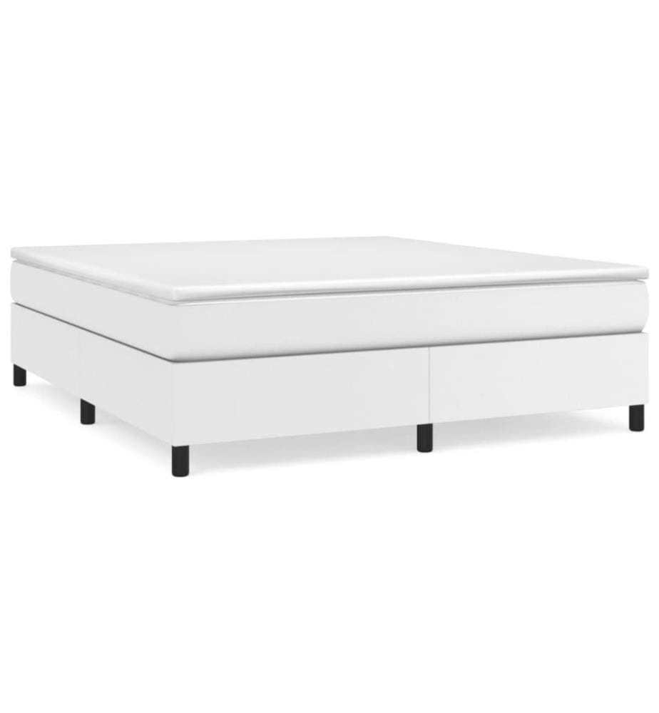 Boxspringbett mit Matratze Weiss 160x200 cm Kunstleder