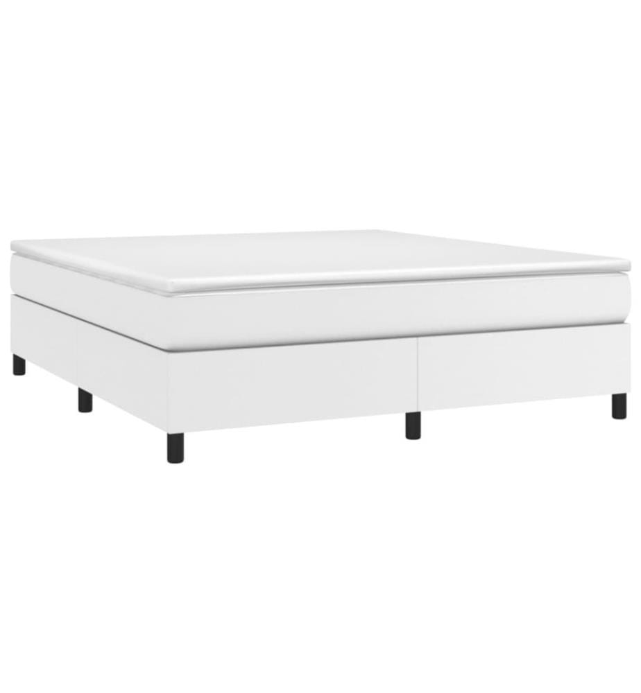 Boxspringbett mit Matratze Weiss 160x200 cm Kunstleder