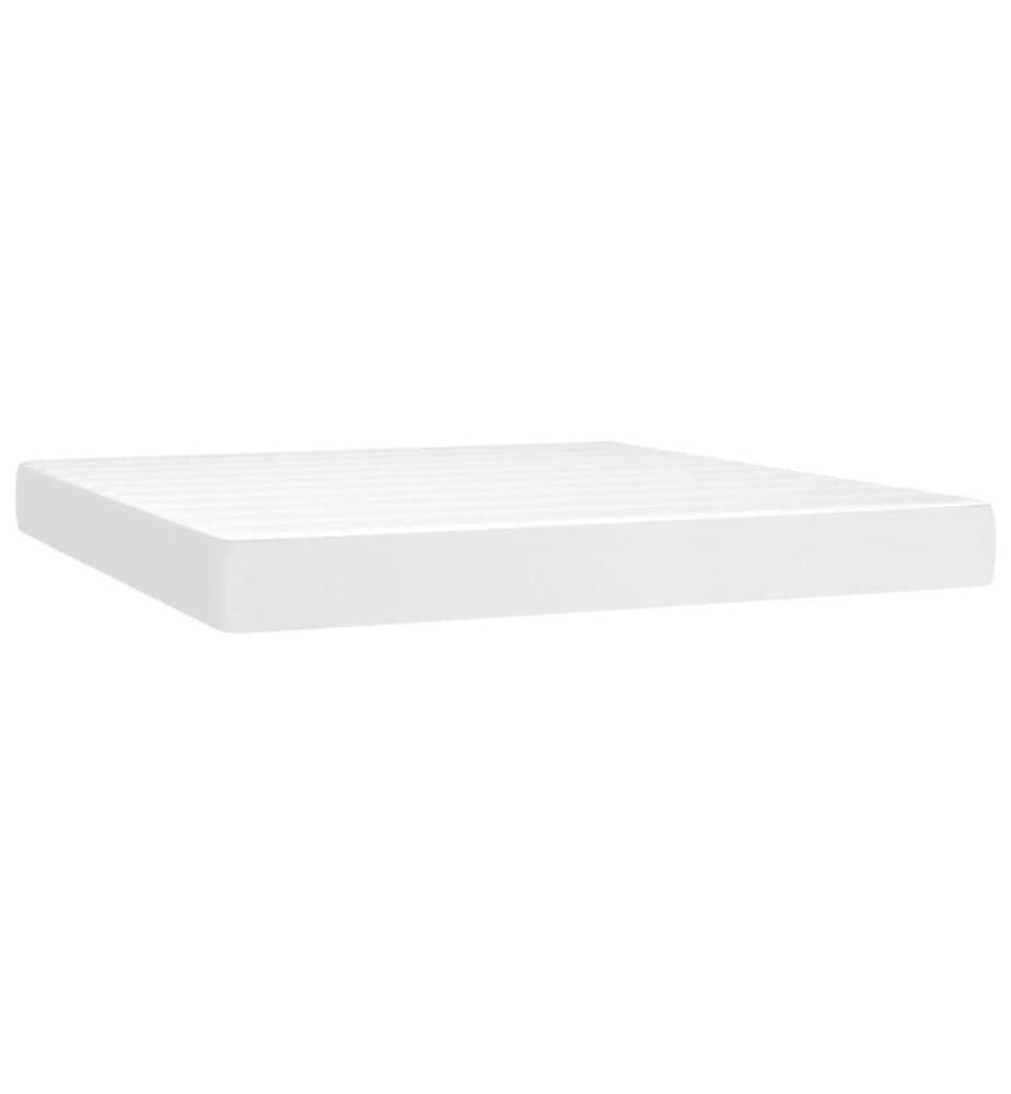 Boxspringbett mit Matratze Weiss 180x200 cm Kunstleder