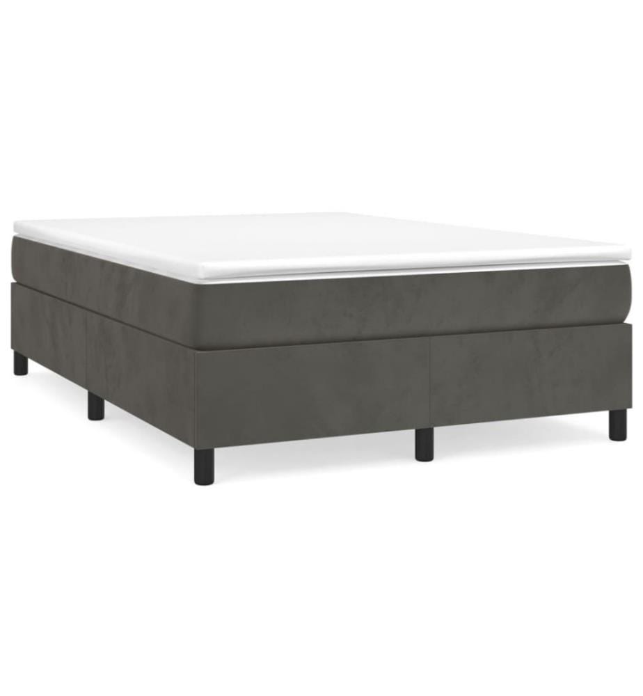 Boxspringbett mit Matratze Dunkelgrau 140x200 cm Samt