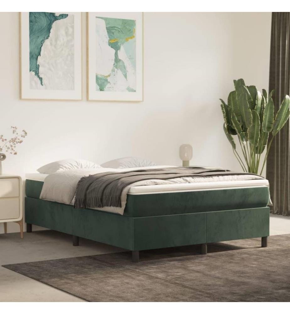 Boxspringbett mit Matratze Dunkelgrün 140x200 cm Samt
