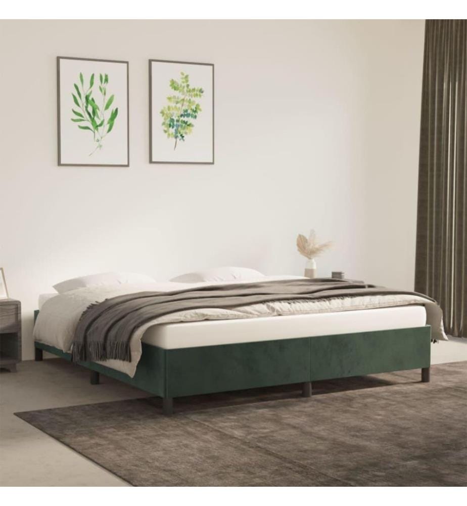 Cadre de lit Vert foncé 160x200 cm Velours