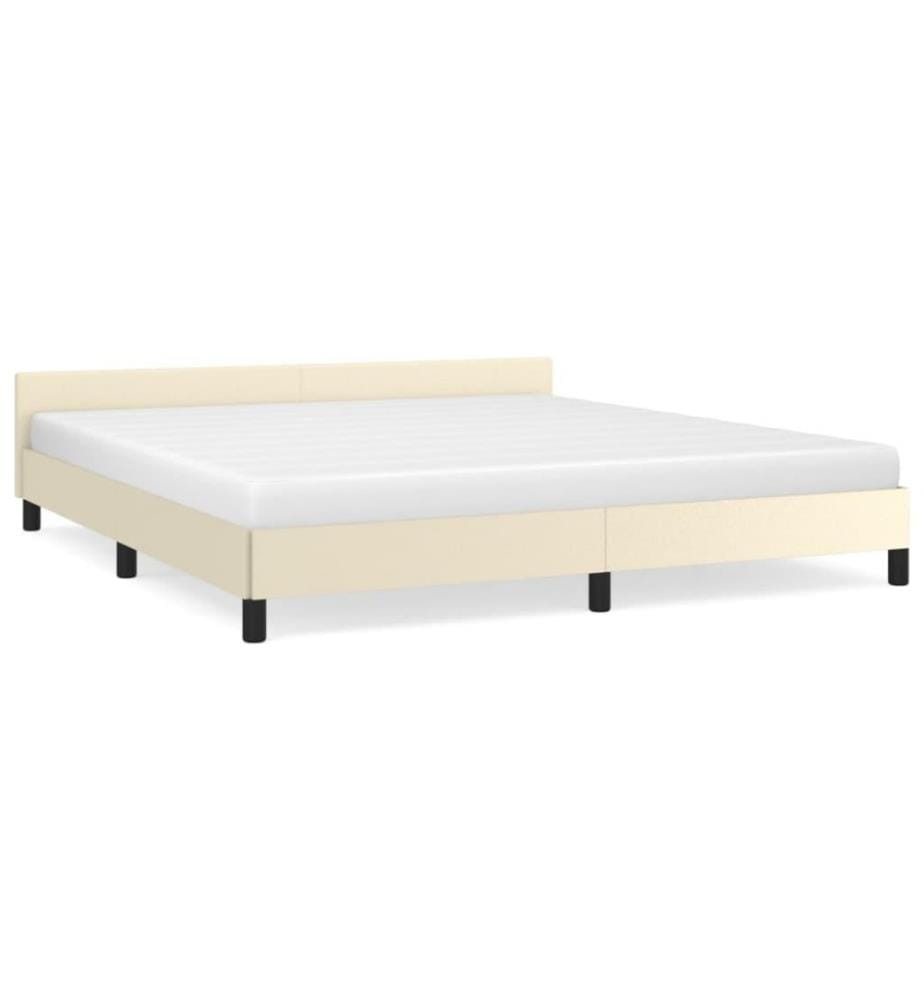 Bettgestell mit Kopfteil Creme 160x200 cm Kunstleder