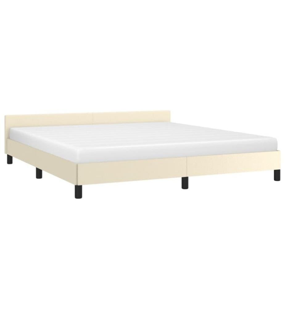 Bettgestell mit Kopfteil Creme 160x200 cm Kunstleder