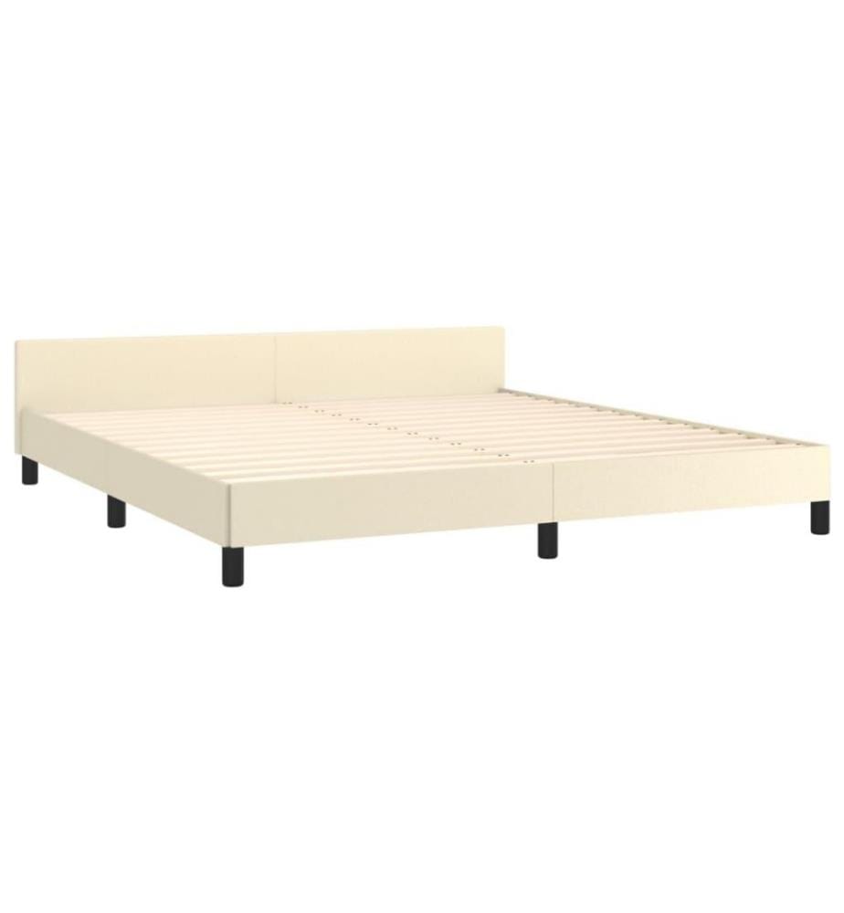 Bettgestell mit Kopfteil Creme 160x200 cm Kunstleder