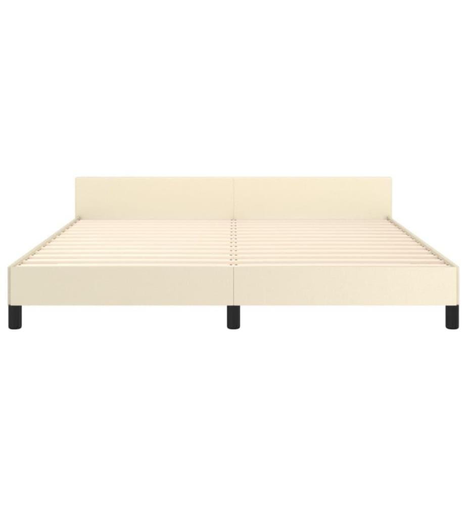 Bettgestell mit Kopfteil Creme 160x200 cm Kunstleder