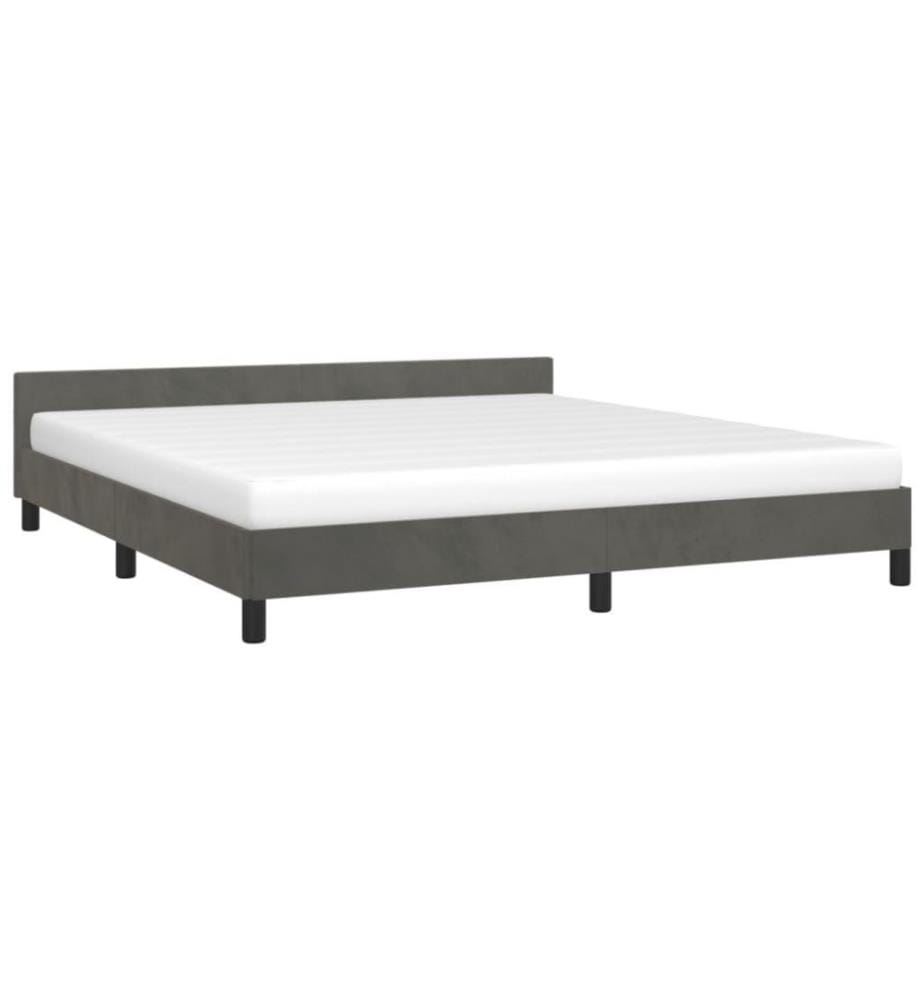 Bettgestell mit Kopfteil Dunkelgrau 160x200 cm Samt