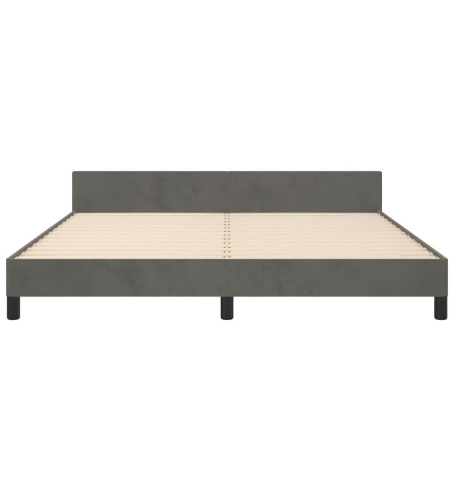 Bettgestell mit Kopfteil Dunkelgrau 160x200 cm Samt