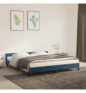 Cadre de lit avec tête de lit Bleu foncé 160x200 cm Velours