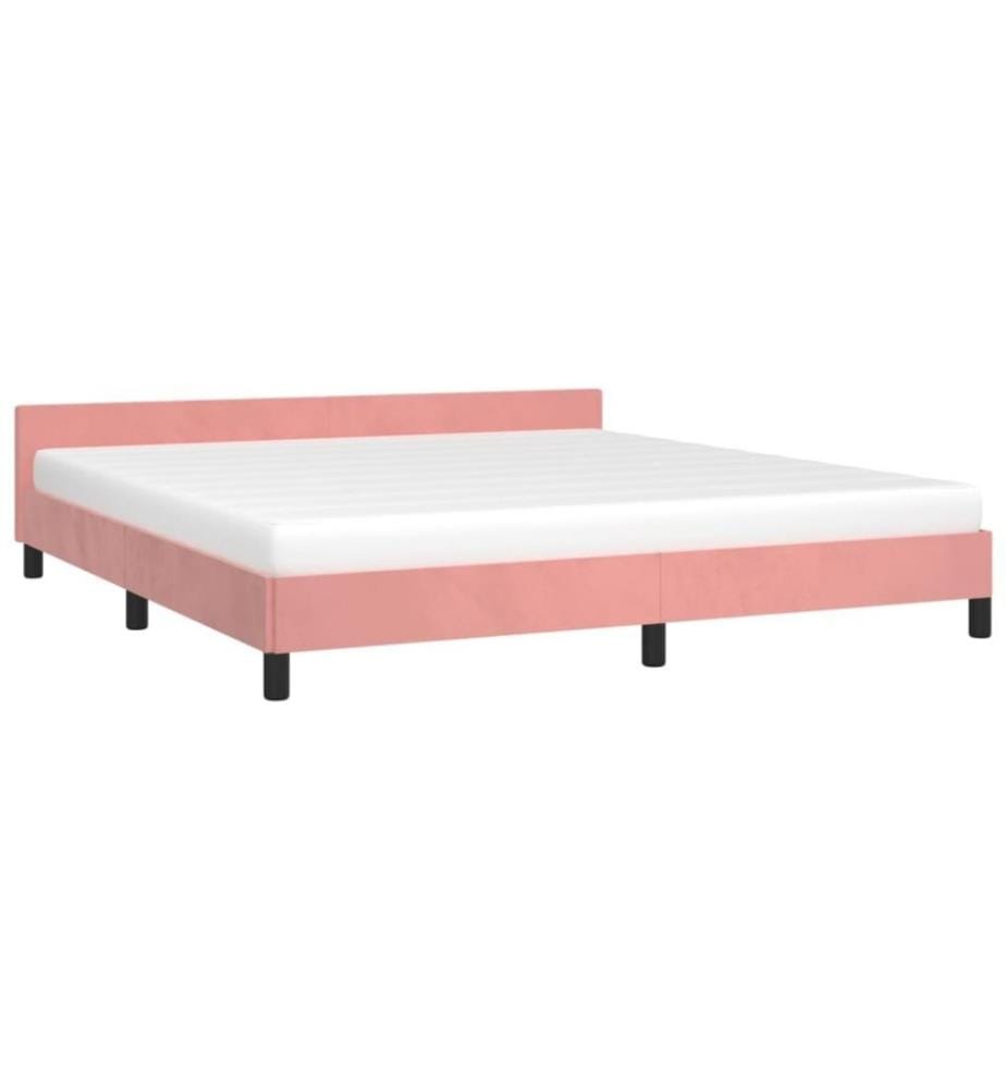 Cadre de lit avec tête de lit Rose 160x200 cm Velours