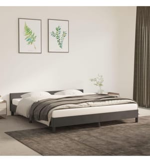 Bettgestell mit Kopfteil Dunkelgrau 180x200 cm Samt