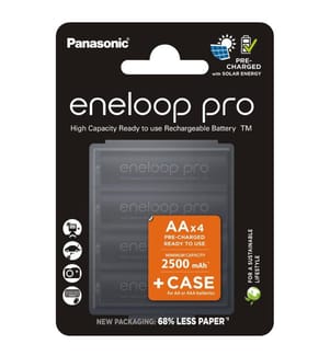 Panasonic Eneloop Pro 4x AA 2500 mAh wiederaufladbare Akkus mit Box