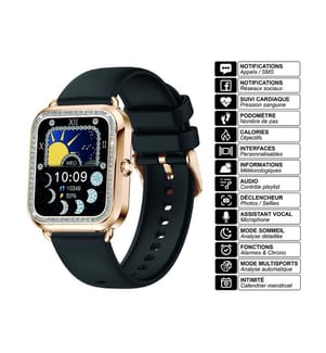 Connected Watch Modell Maria - Farbe Schwarz (Silikonarmband)