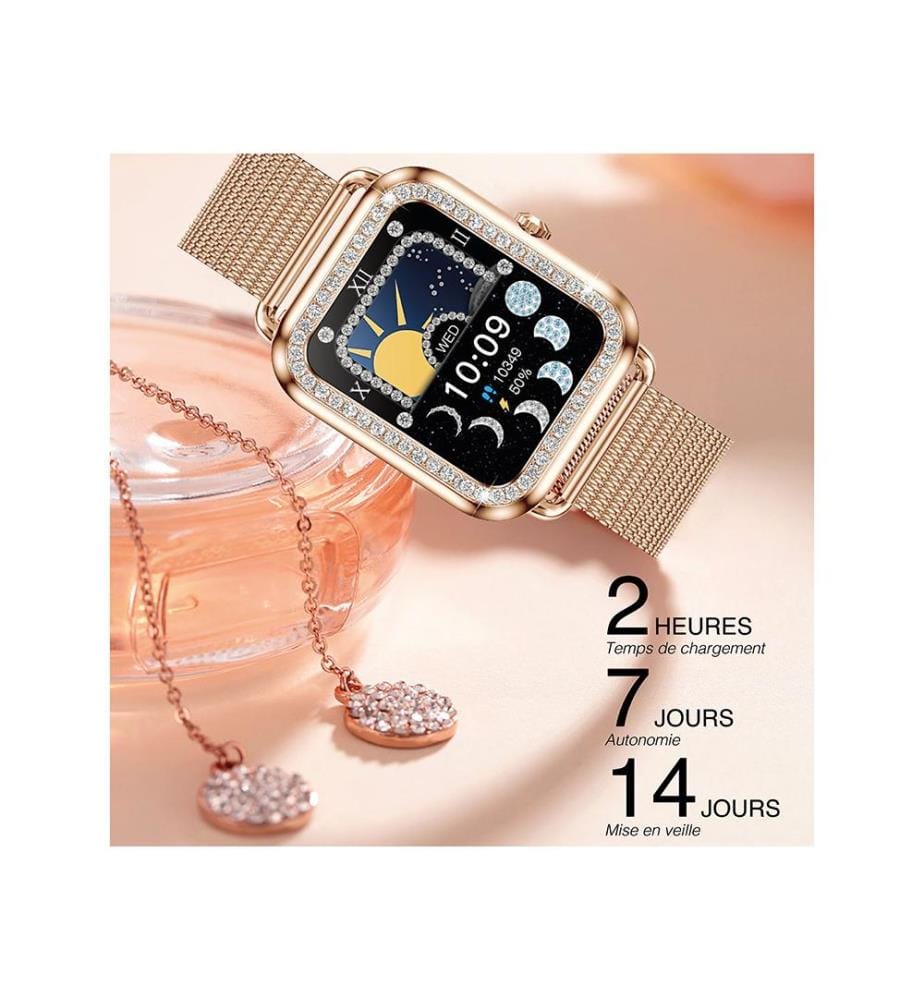 Connected Watch Modell Maria - Farbe Schwarz (Silikonarmband)
