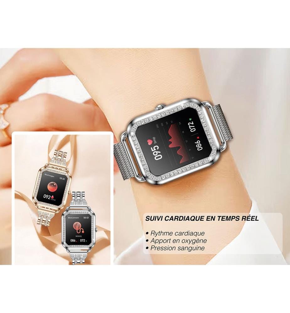 Connected Watch Modell Maria - Farbe Schwarz (Silikonarmband)