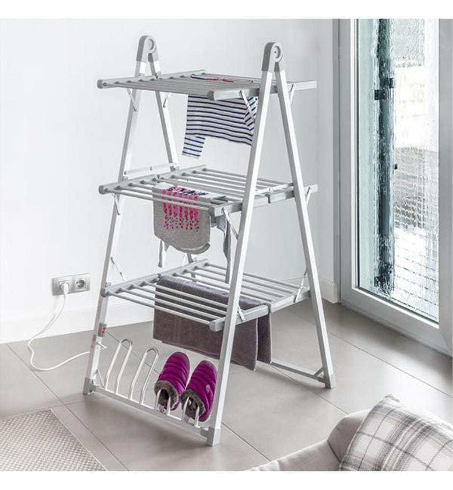 Stendibiancheria elettrico pieghevole Compak 300 W - 30 aste - Grigio