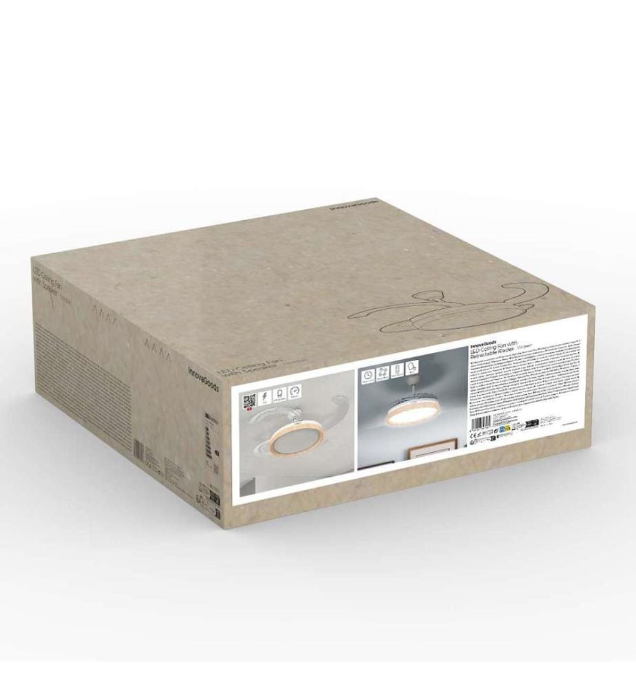 Ventilatore da soffitto a LED con 4 pale - Bianco e legno