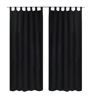 Vorhänge Gardinen aus Satin 2-teilig  140 x 225 cm Schwarz