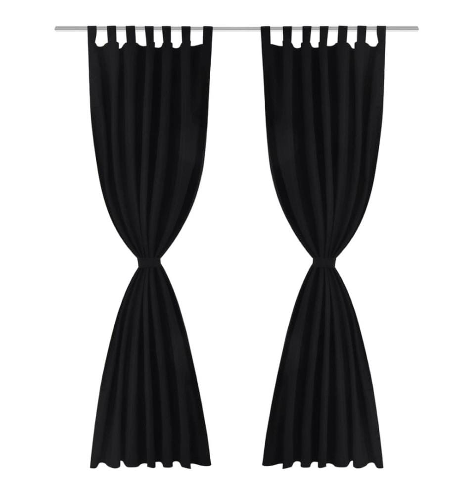 Vorhänge Gardinen aus Satin 2-teilig  140 x 225 cm Schwarz