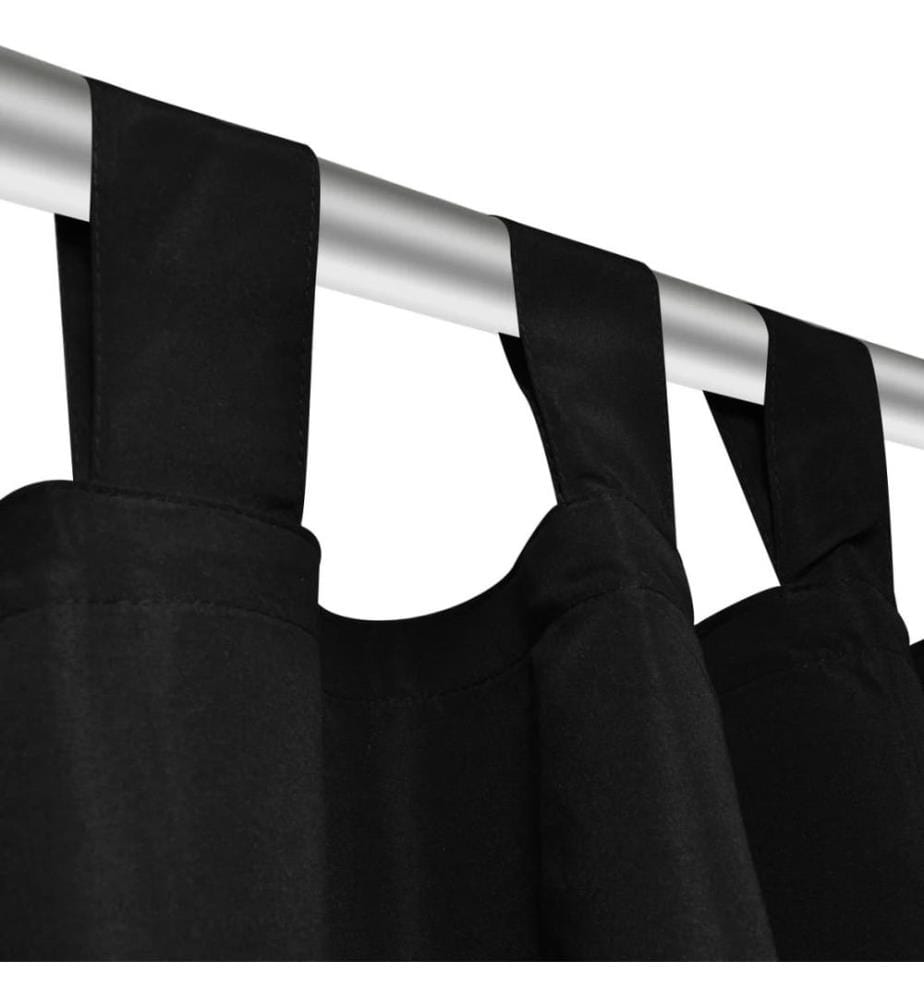 Vorhänge Gardinen aus Satin 2-teilig  140 x 225 cm Schwarz