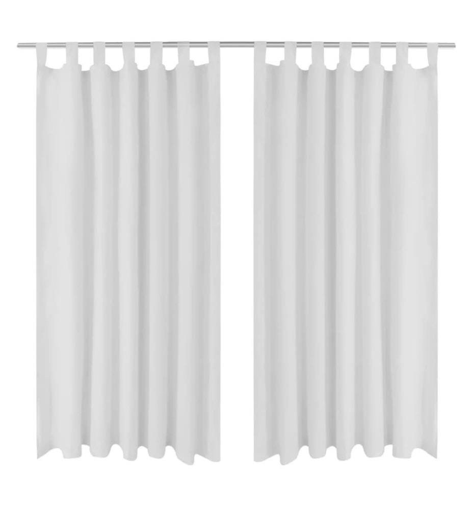 Vorhänge Gardinen aus Satin 2-teilig 140 x 175 cm Weiss